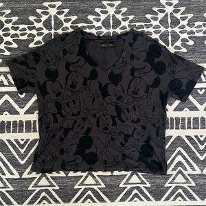 Bsk Small Disney Cut out V Neck T Shirt Oversized Fit